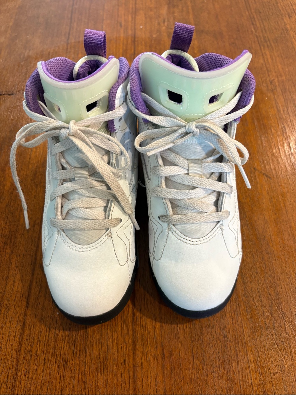 Jordan Kids White and Purple High-Top Sneakers 13C